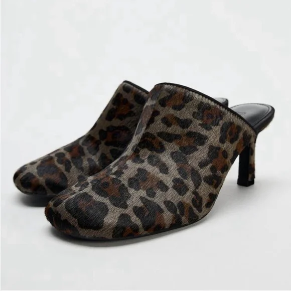 ZARA ANIMAL PRINT LEATHER MULES - BRAND NEW WITH TAG - SIZE 6.5 or 37 - Picture 7 of 8